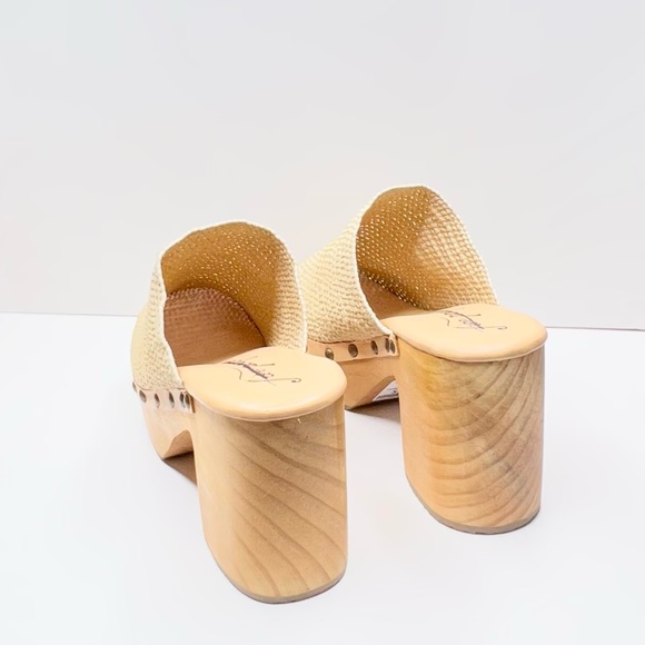 Free People Claudia Crochet Studded Leather Clogs Beige Size 39 - Picture 9 of 11